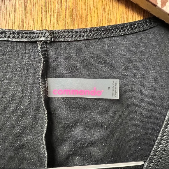 Commando Faux Leather V-Neck Sleeveless Bodysuit Top Black Medium M - Picture 6 of 16